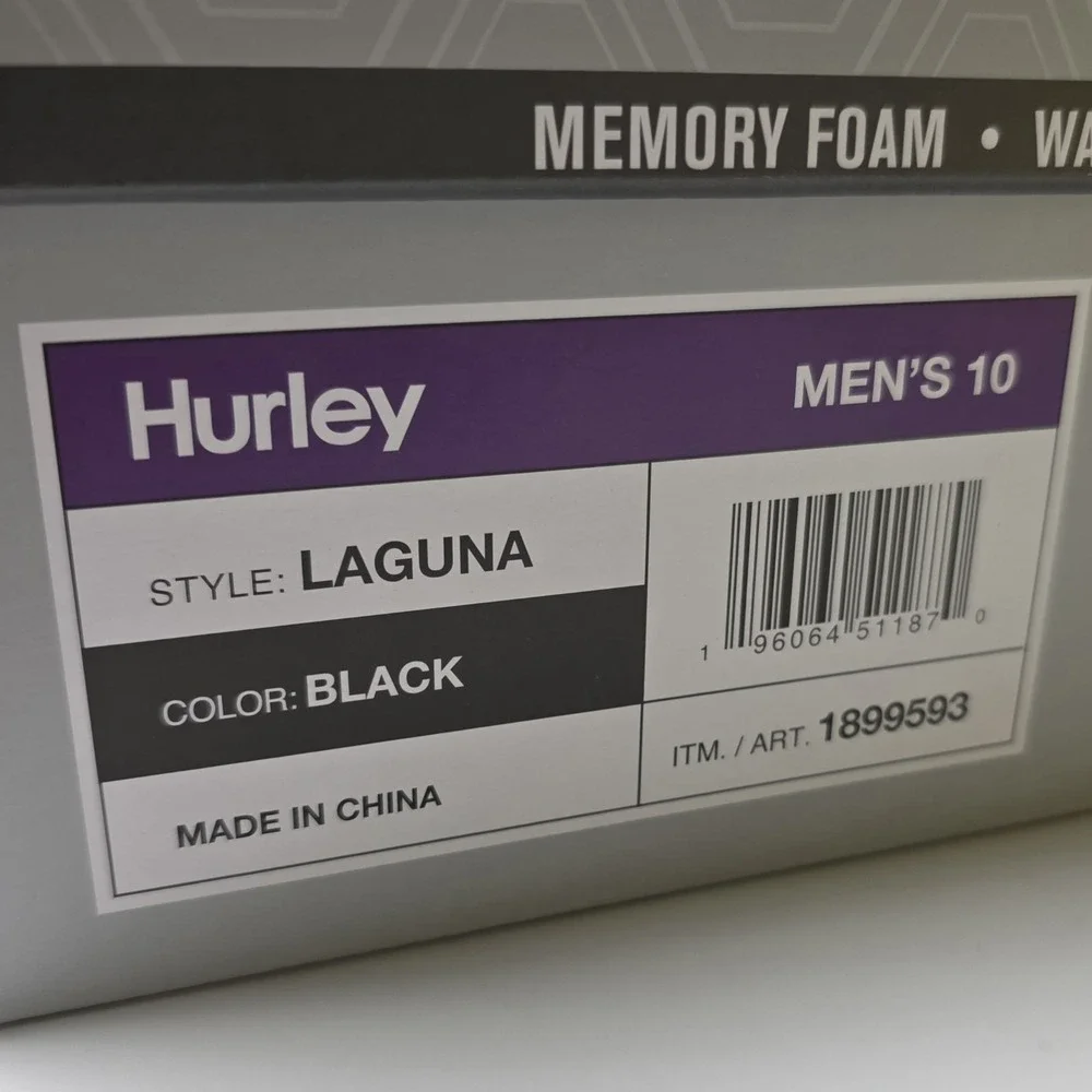 New In Box Hurley Men's Size 10 Style Laguna Black Casual Shoe Small Scuff #0461